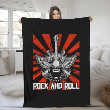 Discover Guitar Musician Guitarist Rock and Roll Fleece Blankets