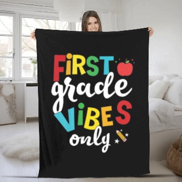 Discover First Grade Vibes Only Elementary Teacher Fleece Blankets