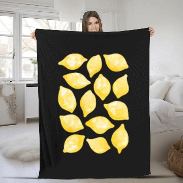 Discover Lemon Watercolor Fleece Blankets