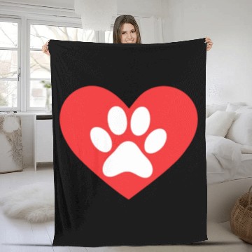 Discover Dog Paw Heart Dog Is My Valentine Day Fleece Blankets