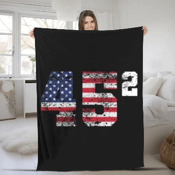 Discover Trump 45 Squared Republican Fleece Blankets