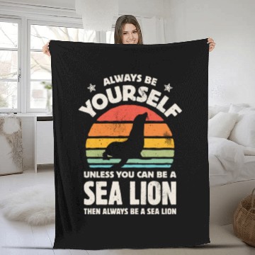 Discover Always Be Yourself Sea Lion Sunset Retro Fleece Blankets