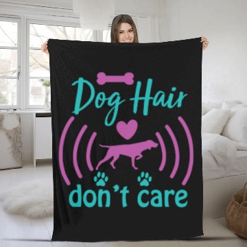 Discover dog hair don't care Fleece Blankets