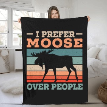 Discover I Prefer Moose Over People Animal Alces Elk Deer Fleece Blankets
