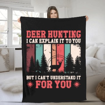 Discover Buck Deer Hunting Hunter Vintage Fleece Blankets