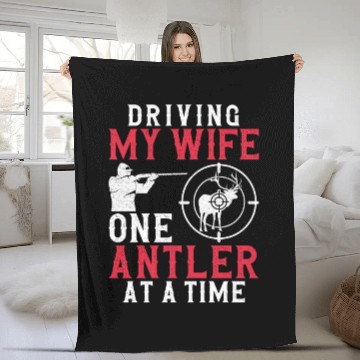 Discover Buck Deer Hunting Hunter Wife Fleece Blankets