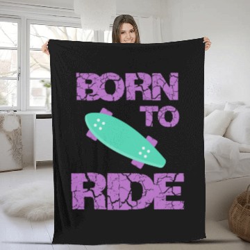 Discover born to ride skateboard skate rider Fleece Blankets