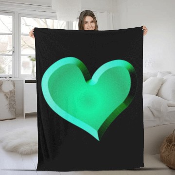 Discover green heart icon glitter green Fleece Blankets