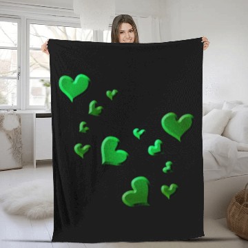 Discover Hearts pattern green icon glitter Fleece Blankets