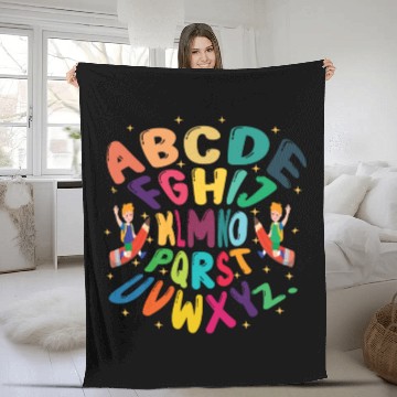 Discover funny kindergarten hi alphabet back to school Fleece Blankets