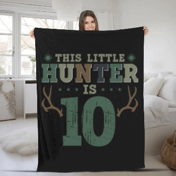 Discover Buck Deer Hunting Hunter Kid 10th Fleece Blankets