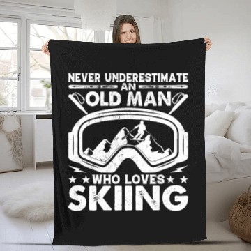 Discover Never Underestimate An Old Man Who Loves Skiing Fleece Blankets