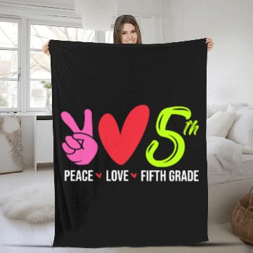Discover Teacher Kids Back To School Peace Love 5th Grade Fleece Blankets