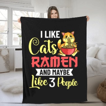 Discover Ramen Cat Bowl Chicken Noodle Soup Japanese Fleece Blankets