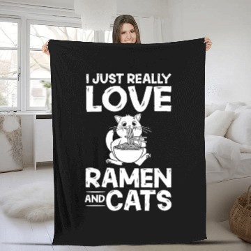 Discover Ramen Cat Bowl Chicken Noodle Soup Japanese Fleece Blankets