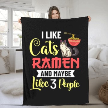 Discover Ramen Cat Bowl Chicken Noodle Soup Japanese Fleece Blankets