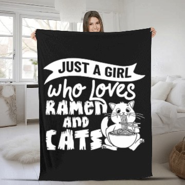Discover Ramen Cat Bowl Chicken Noodle Soup Japanese Fleece Blankets
