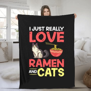 Discover Ramen Cat Bowl Chicken Noodle Soup Japanese Fleece Blankets