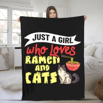Discover Ramen Cat Bowl Chicken Noodle Soup Japanese Fleece Blankets