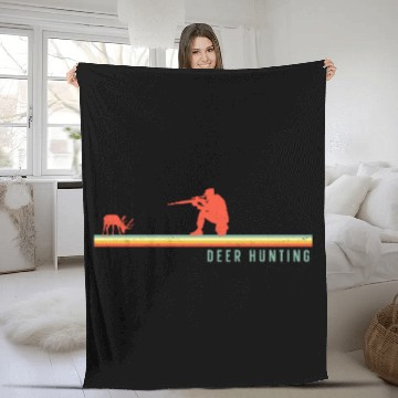 Discover Buck Deer Hunting Hunter Retro Fleece Blankets