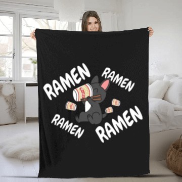 Discover French Bulldog Instant Ramen Noodles Fleece Blankets