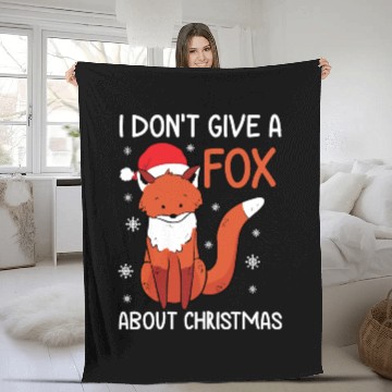 Discover Christmas I Don't Give A Fox Funny Holiday Gift Fleece Blankets