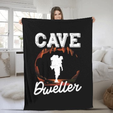 Discover Cave Dweller Exploring Hobby Caveman Spelunk Fleece Blankets
