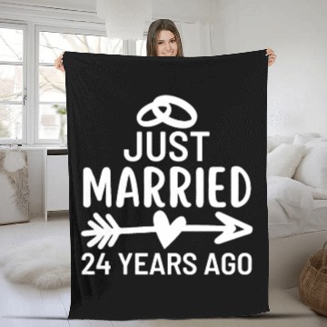 Discover Just Married 24 Years Ago Wedding Anniversary Fleece Blankets