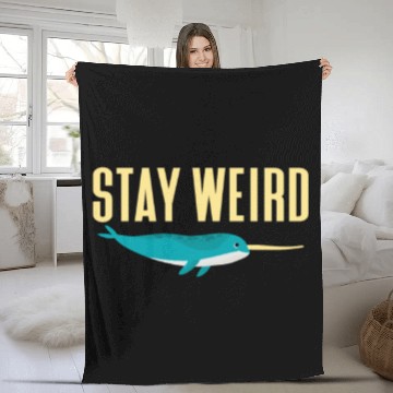 Discover Stay Weird, Narwhal Fleece Blankets