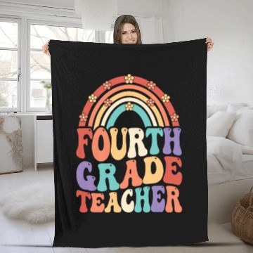 Discover 4th Grade Teacher Rainbow First Day Of School Fleece Blankets