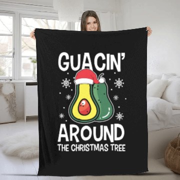 Discover Christmas Guacin Around The Tree Avocado Xmas Fleece Blankets
