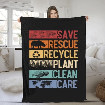 Discover Earth Day, Save the planet, clean the oceans Fleece Blankets