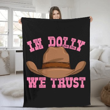 Discover In Dolly We Trust Cowboy Cowgirl Hat Fleece Blankets