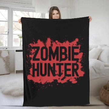Discover Zombie Hunter Creepy Scary Blood Splatter Zombies Fleece Blankets