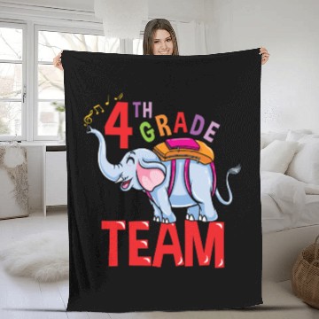 Discover Back To School Elephant 4th Grade Team Fleece Blankets