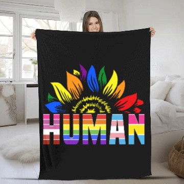 Discover Human Sunflower Rainbow LGBT -Tolerance Love Ga Fleece Blankets