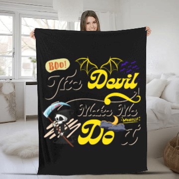 Discover Devil Make Me Do it Death toon funny Halloween. Fleece Blankets