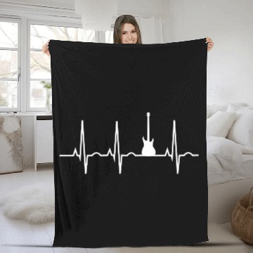 Discover Bass Player Guitar Bass Player Heartbeat Fleece Blankets