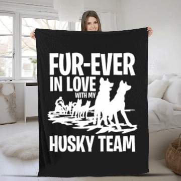 Discover Mushing Fur-Ever In Love With My Husky Team Fleece Blankets