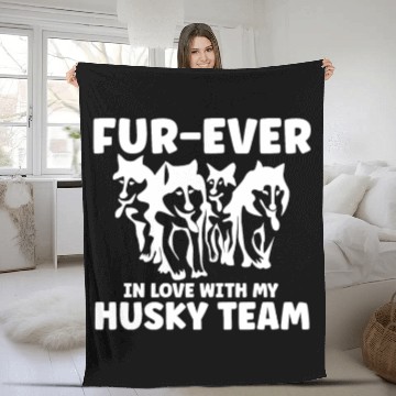 Discover Mushing Fur-Ever In Love With My Husky Team Fleece Blankets
