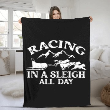 Discover Alaska Sled Dog Racing In A Sleigh All Day Mushing Fleece Blankets