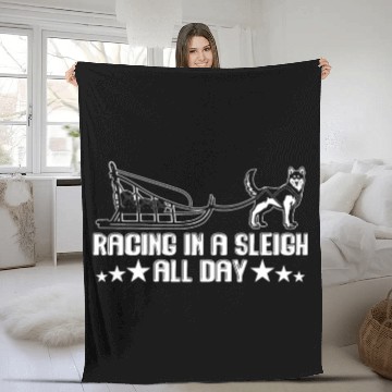 Discover Alaska Sled Dog Racing In A Sleigh All Day Mushing Fleece Blankets