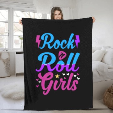 Discover Rock Music Lover Rock and Roll Girl Fleece Blankets