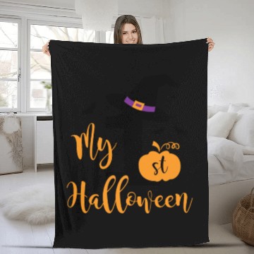 Discover My 1st Halloween Witches Hat Newborn Birthday Fleece Blankets