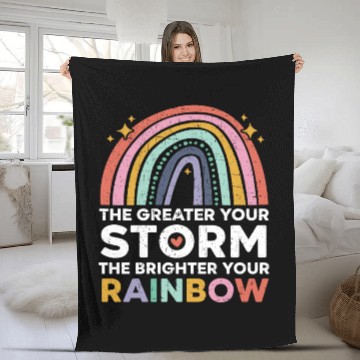 Discover The Greater Your Storm The Brighter Your Rainbow Fleece Blankets