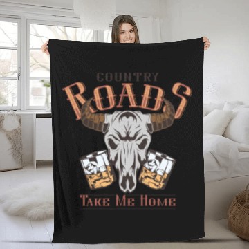 Discover Western Whiskey Fleece Blankets