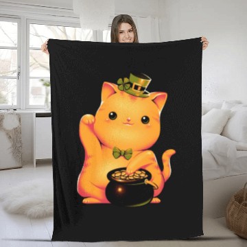 Discover cat Irish Lucky Cat Fleece Blankets