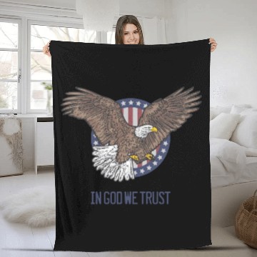 Discover In God We Trust - Bald Eagle - Patriotic Fleece Blankets