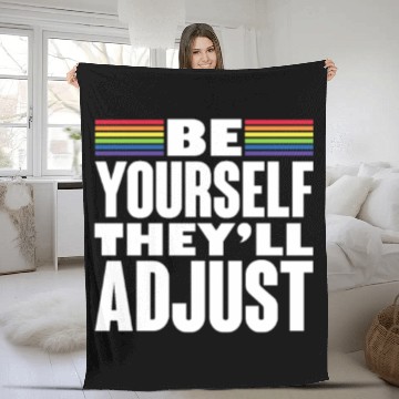 Discover Be Yourself They'll Adjust, LGBT Rainbow Flag Fleece Blankets