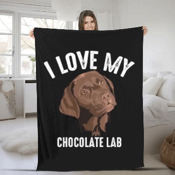 Discover Cool I Love My Chocolate Lab Funny Brown Labrador Fleece Blankets